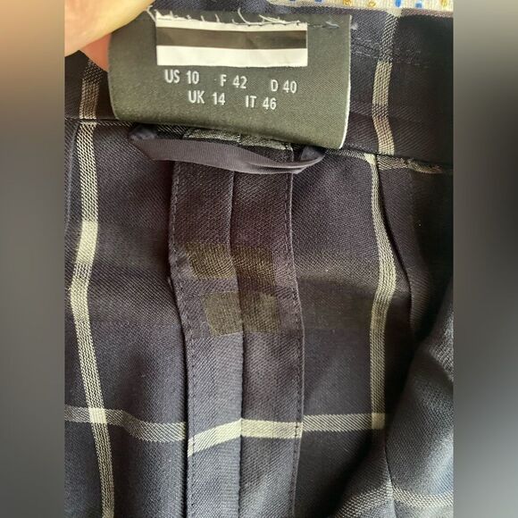 Akris Blue & White  Plaid  Shift Dress Size 10 Collared Zip Zipper Legs Button - Picture 5 of 14